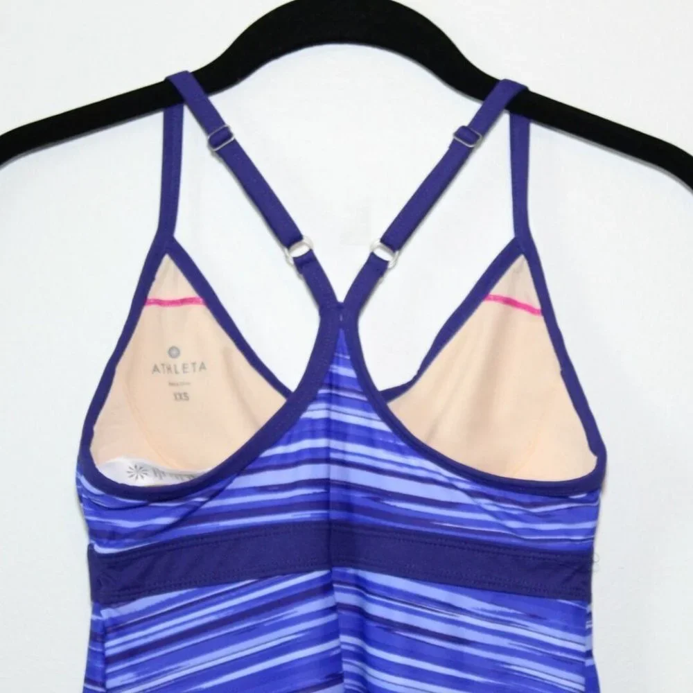 ✨2/$20 Athleta Striped Tank Shorebreak Swim Dress Blue Women's Size XXS H12429 - Picture 7 of 10